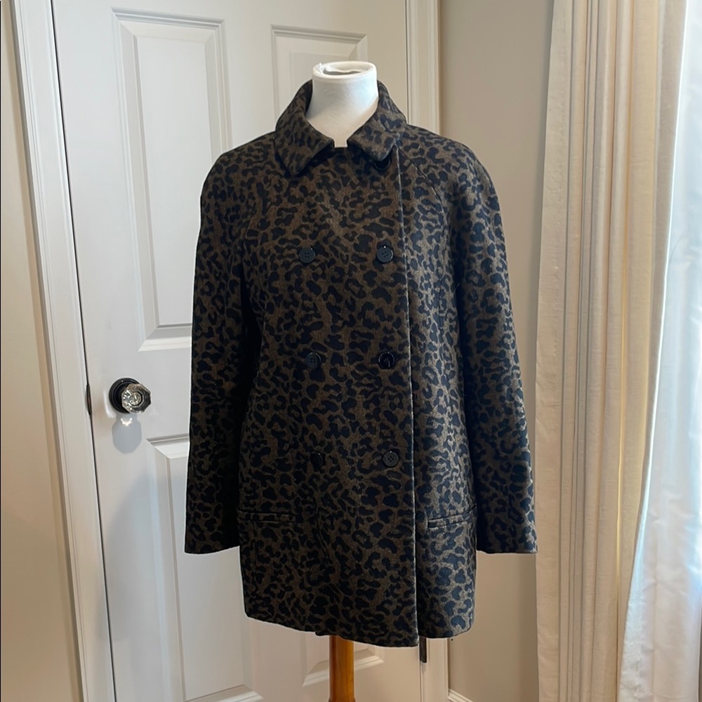 Zara Basic Leopard Print Double Breasted Coat - B… - image 2